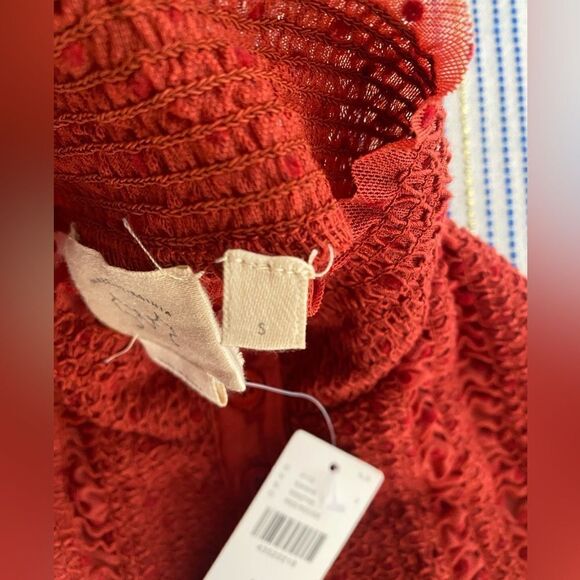 Vanessa Virginia Anthropologie Top Womens Sz Small Red Polka Dot Stretchy Tunic - Picture 7 of 16